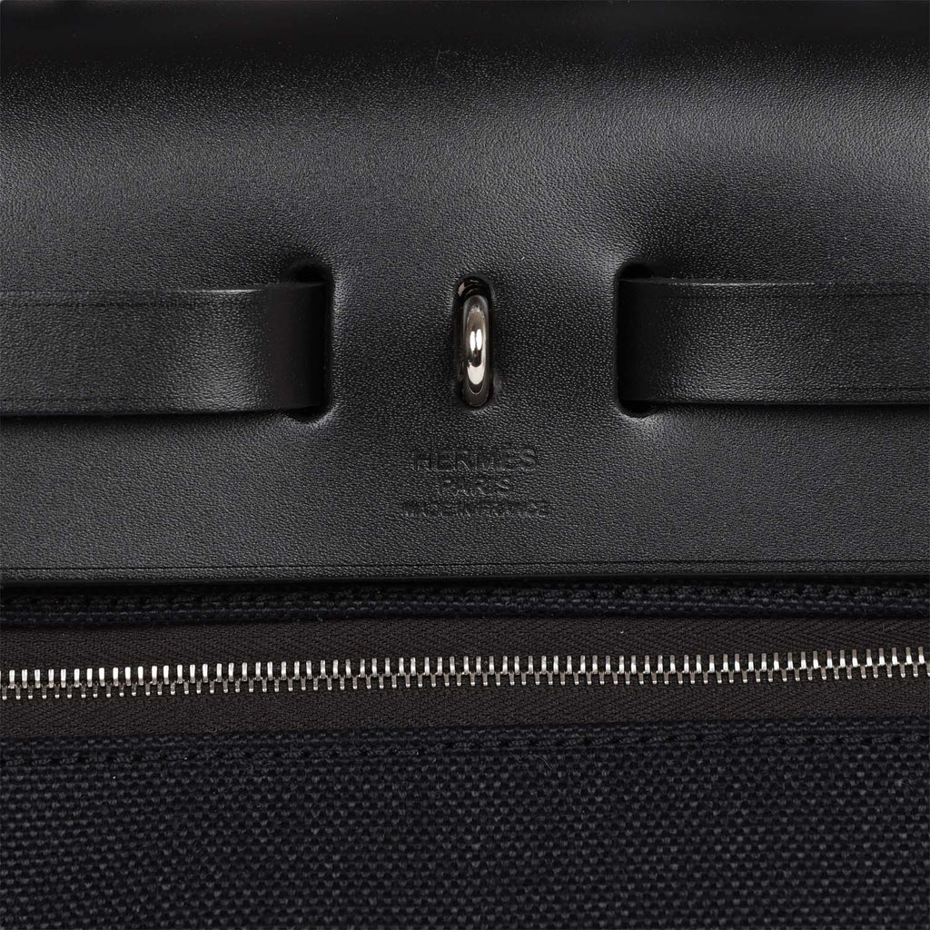 Hermes Herbag Zip PM 31 Black Toile H Berline Hunter Palladium Hardware