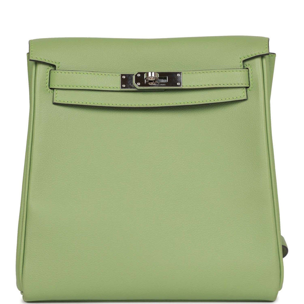 d Hermes Kelly Ado Backpack Vert Criquet Evercolor Verso Palladium Hardware