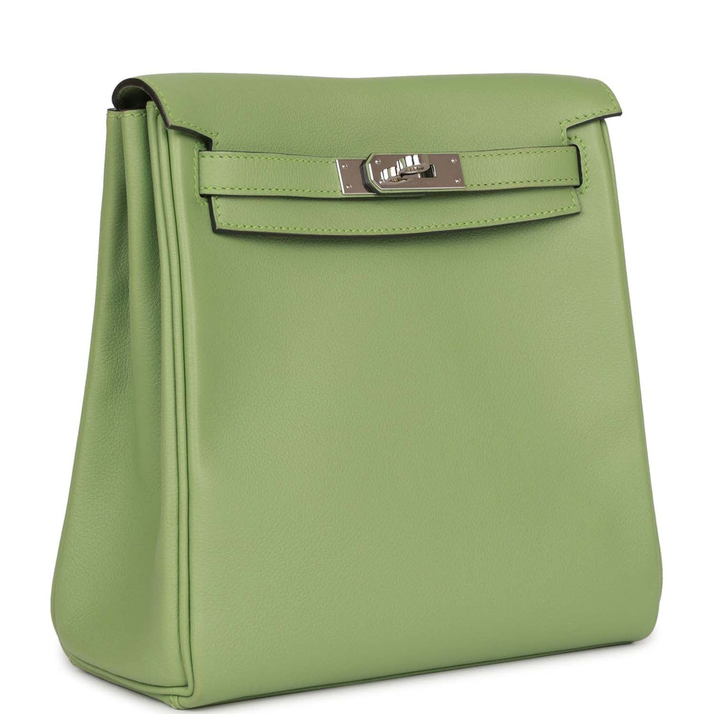 d Hermes Kelly Ado Backpack Vert Criquet Evercolor Verso Palladium Hardware