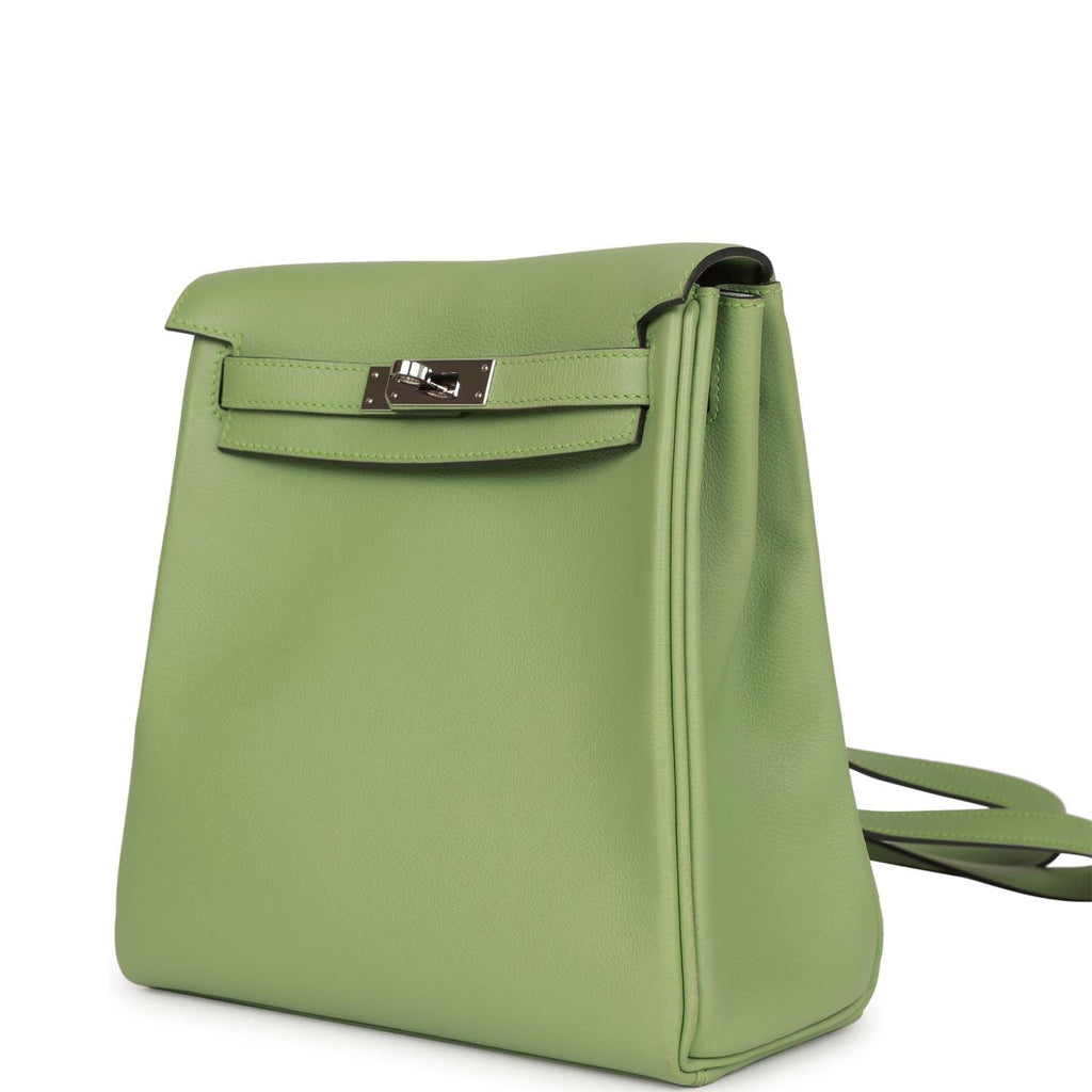 d Hermes Kelly Ado Backpack Vert Criquet Evercolor Verso Palladium Hardware