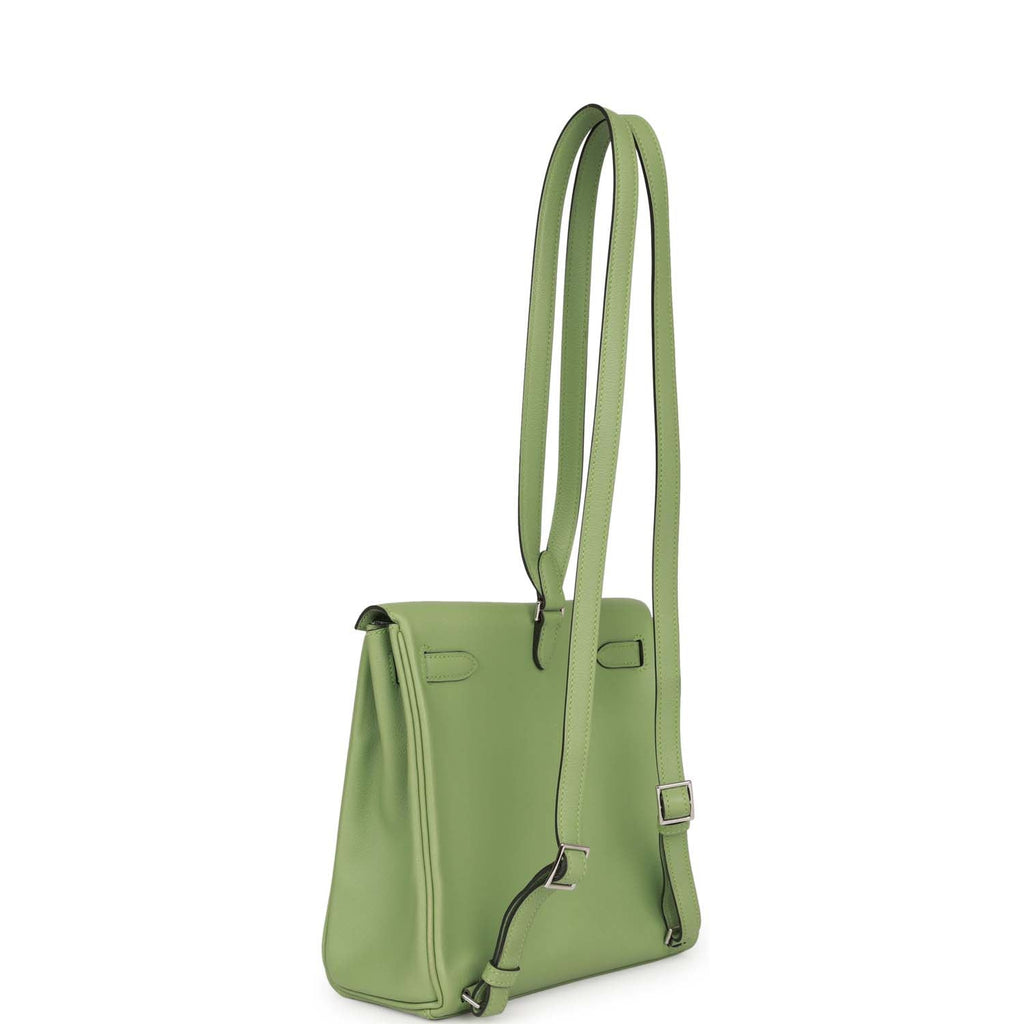 d Hermes Kelly Ado Backpack Vert Criquet Evercolor Verso Palladium Hardware