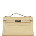 Hermes Kelly Pochette Vanille Matte Alligator Palladium Hardware HR