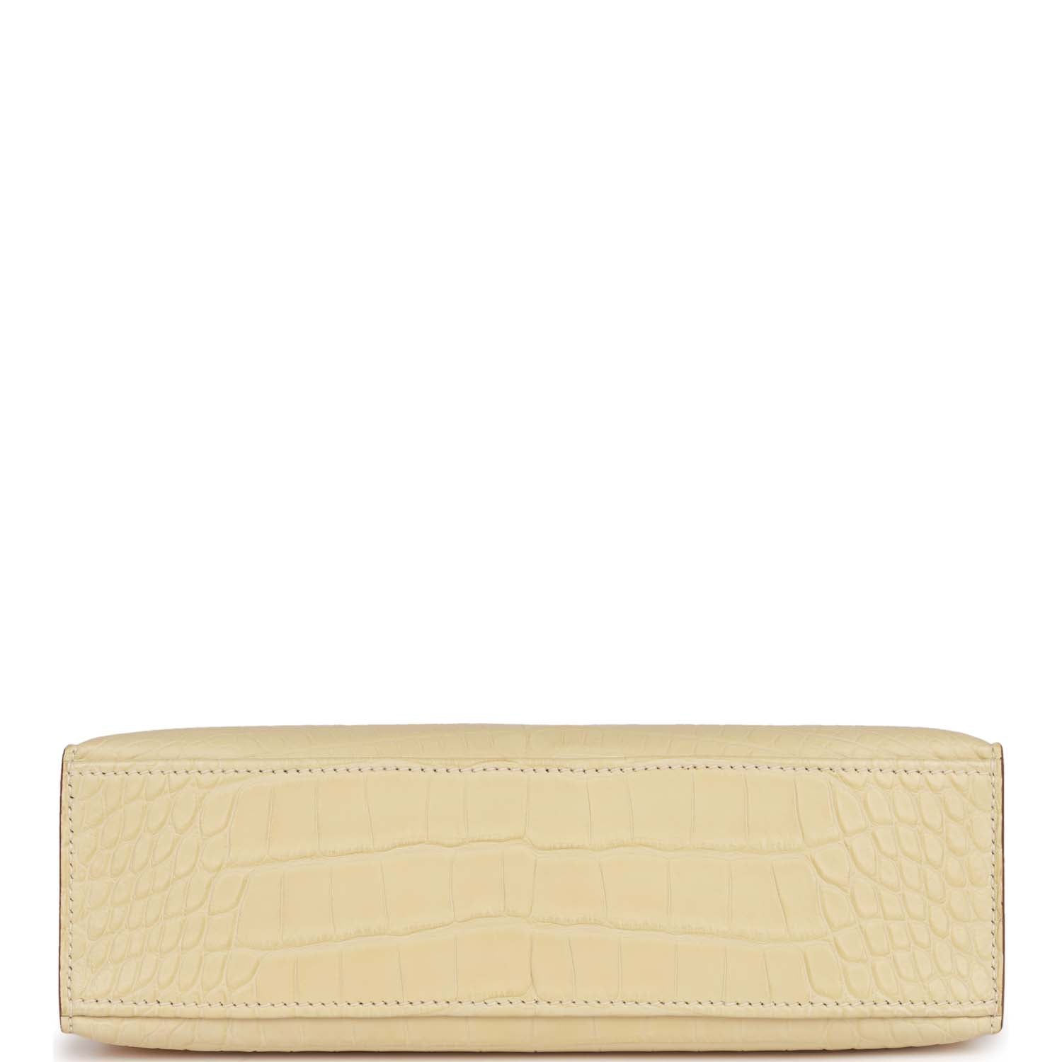 Hermes Kelly Pochette Vanille Matte Alligator Palladium Hardware HR