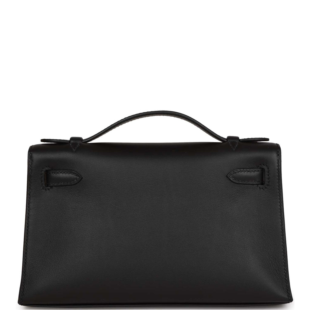 Hermes Kelly Pochette Black Swift Palladium Hardware