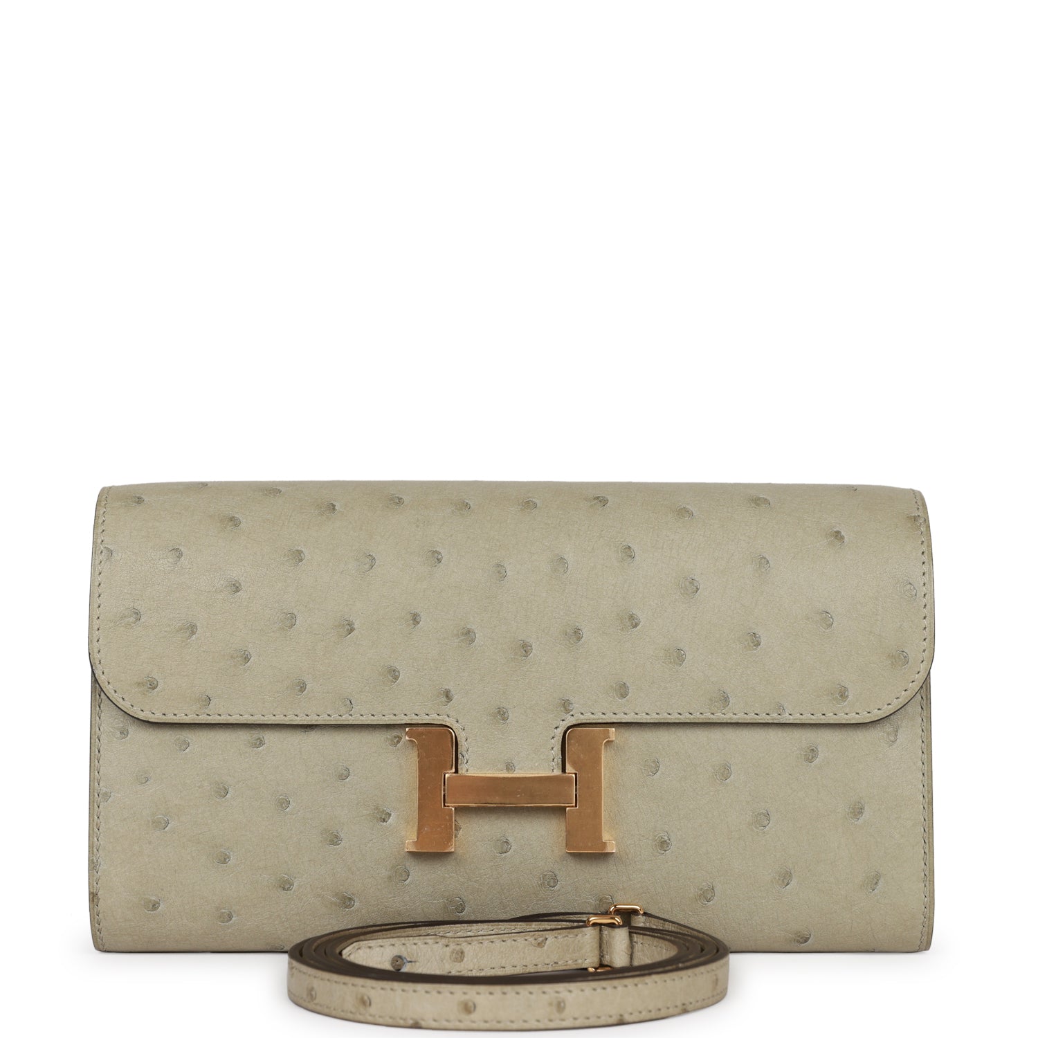Hermes Constance Wallet To Go Sauge Boreal Ostrich Gold Hardware