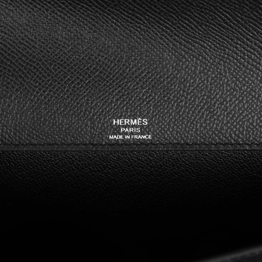 Hermes Kelly Depeches 25 Black Epsom Palladium Hardware