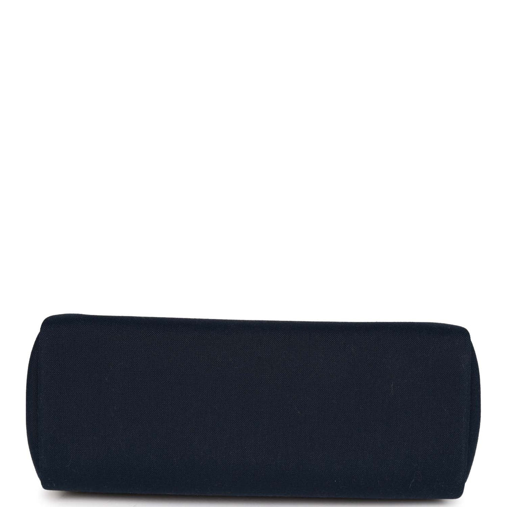 Hermes Herbag 39 Bleu Marine/Bleu Indigo Toile Militaire and Vache Hunter Palladium Hardware