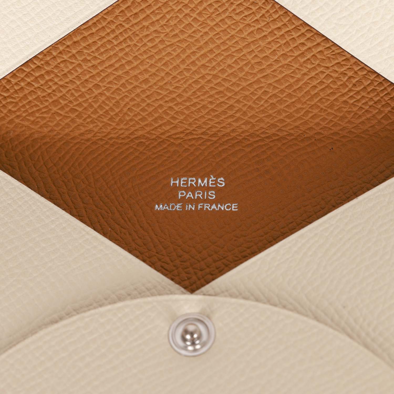 Hermes Calvi Card Holder Nata Verso Epsom Palladium Hardware