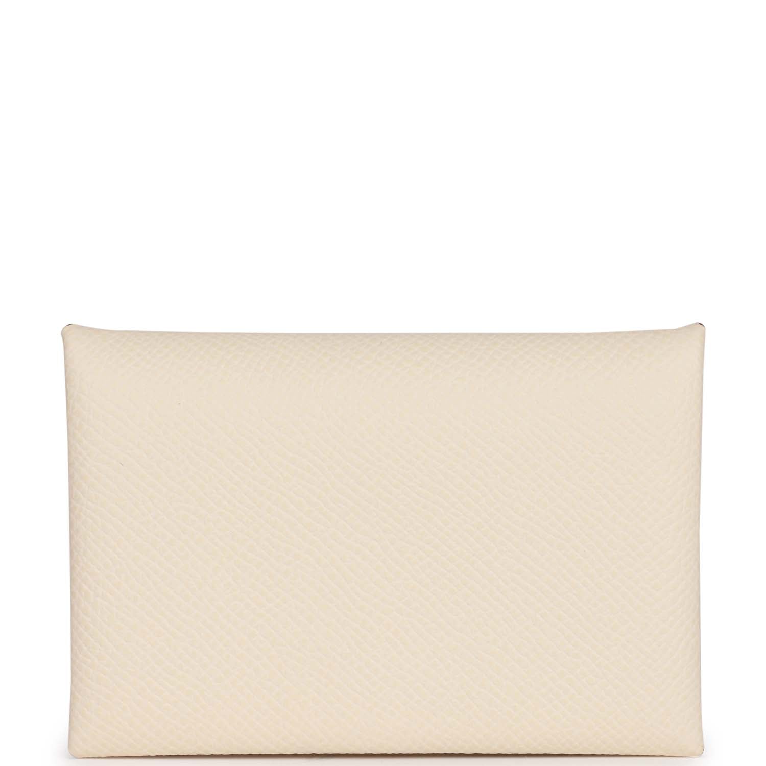 Hermes Calvi Card Holder Nata Epsom Palladium Hardware