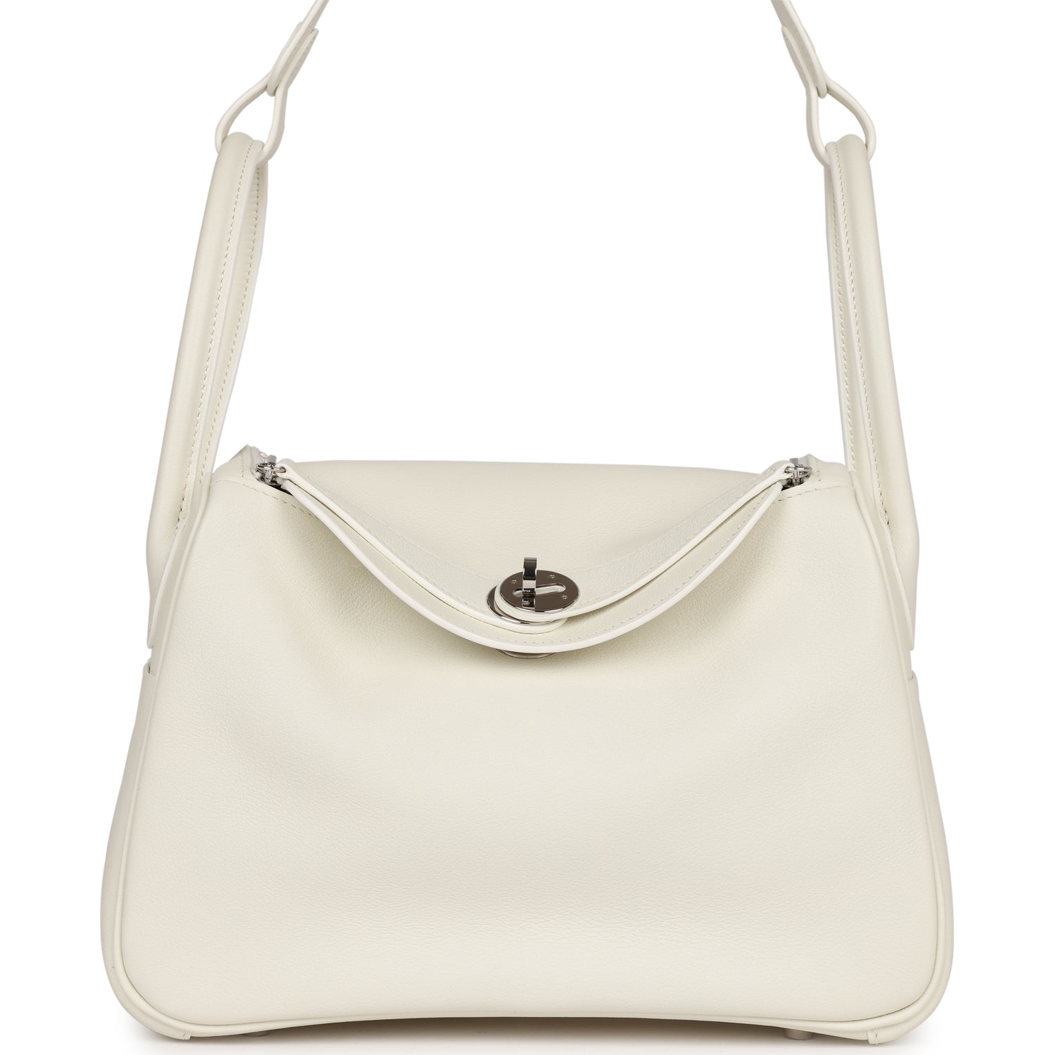 Pre-owned Hermes Lindy 26 White Evercolor Palladium Hardware