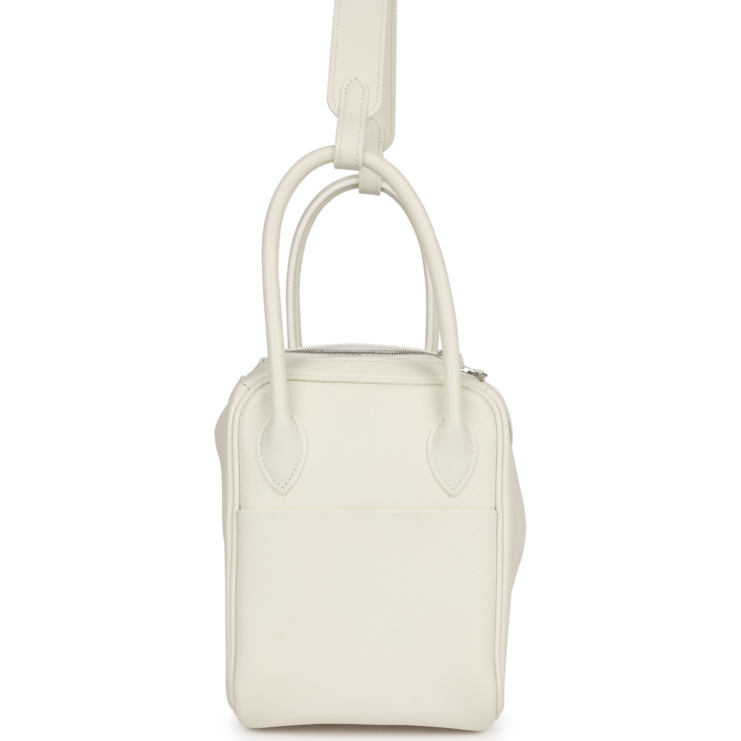 Pre-owned Hermes Lindy 26 White Evercolor Palladium Hardware