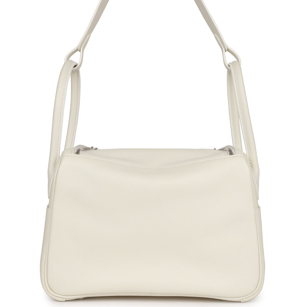 Pre-owned Hermes Lindy 26 White Evercolor Palladium Hardware