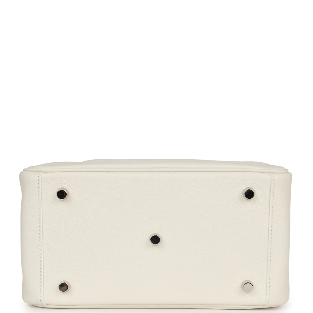 Pre-owned Hermes Lindy 26 White Evercolor Palladium Hardware