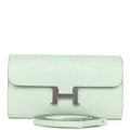 Hermes Constance Wallet To Go Vert D'eau Matte Alligator Palladium Hardware