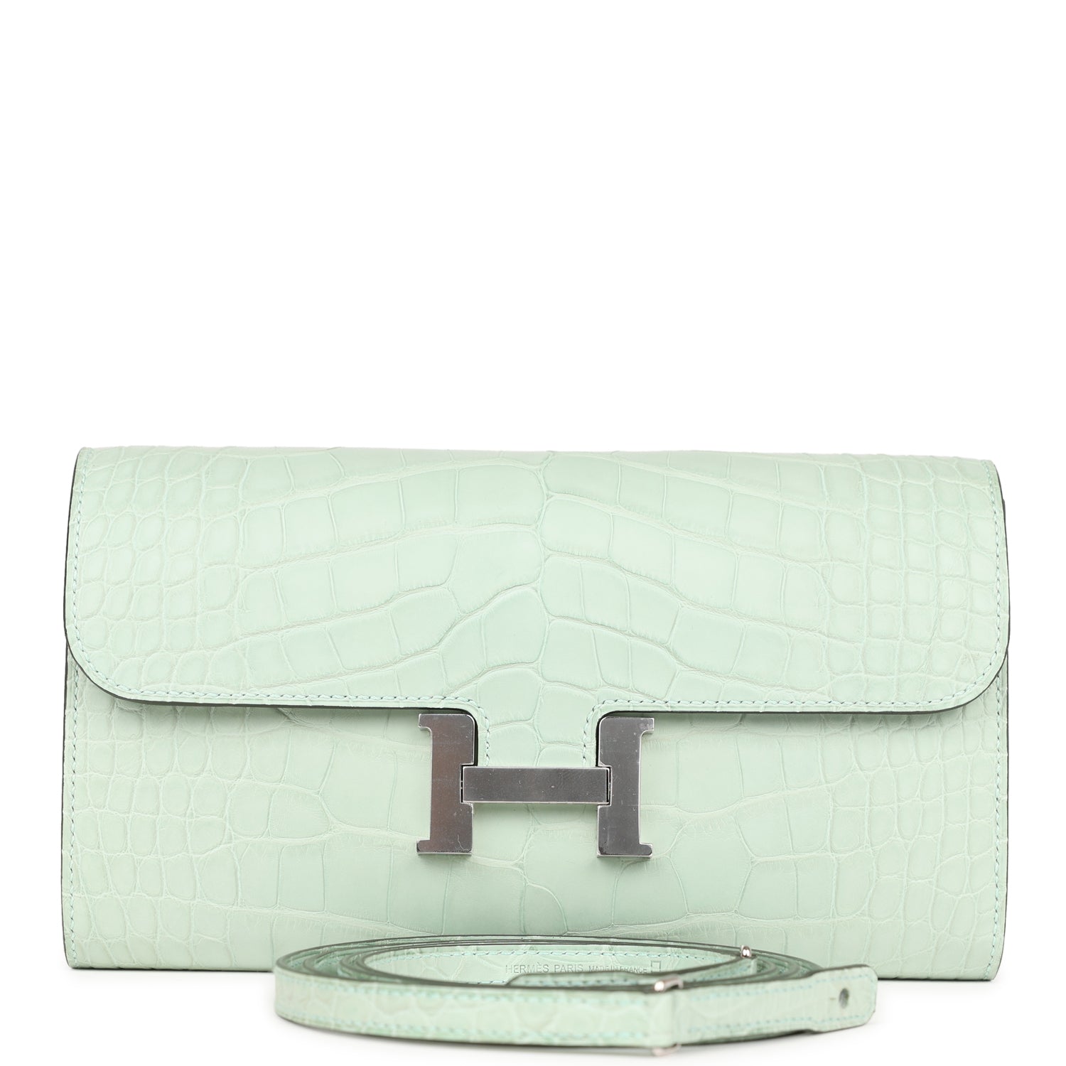 Hermes Constance Wallet To Go Vert D'eau Matte Alligator Palladium Hardware
