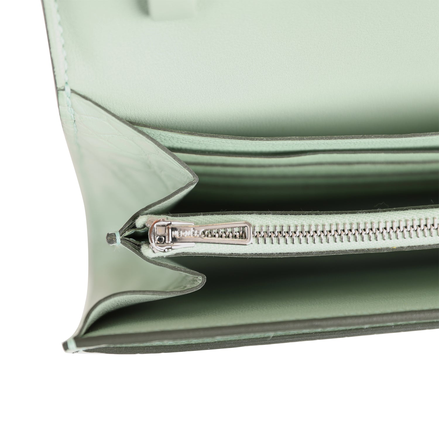 Hermes Constance Wallet To Go Vert D'eau Matte Alligator Palladium Hardware