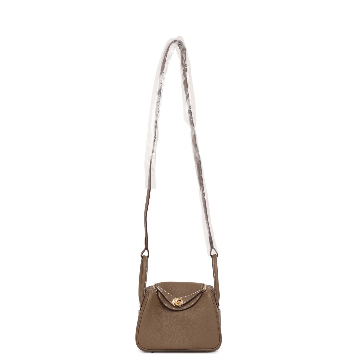 Hermes Mini Lindy Etoupe Clemence Gold Hardware