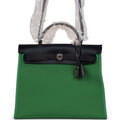 Hermes Herbag Zip PM 31 Bamboo Toile H/Bleu Indigo Vache Hunter Palladium Hardware