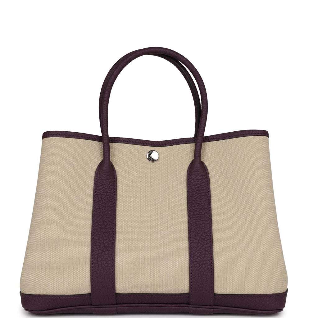 Hermes Garden Party 30 Cassis Negonda and Beton Toile Militaire Palladium Hardware
