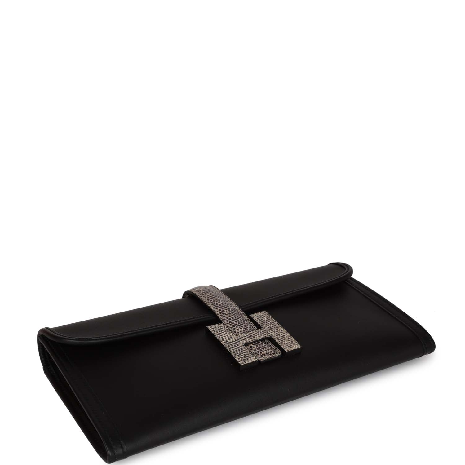 Hermes Jige Elan Touch Black Swift and Ombre Lizard