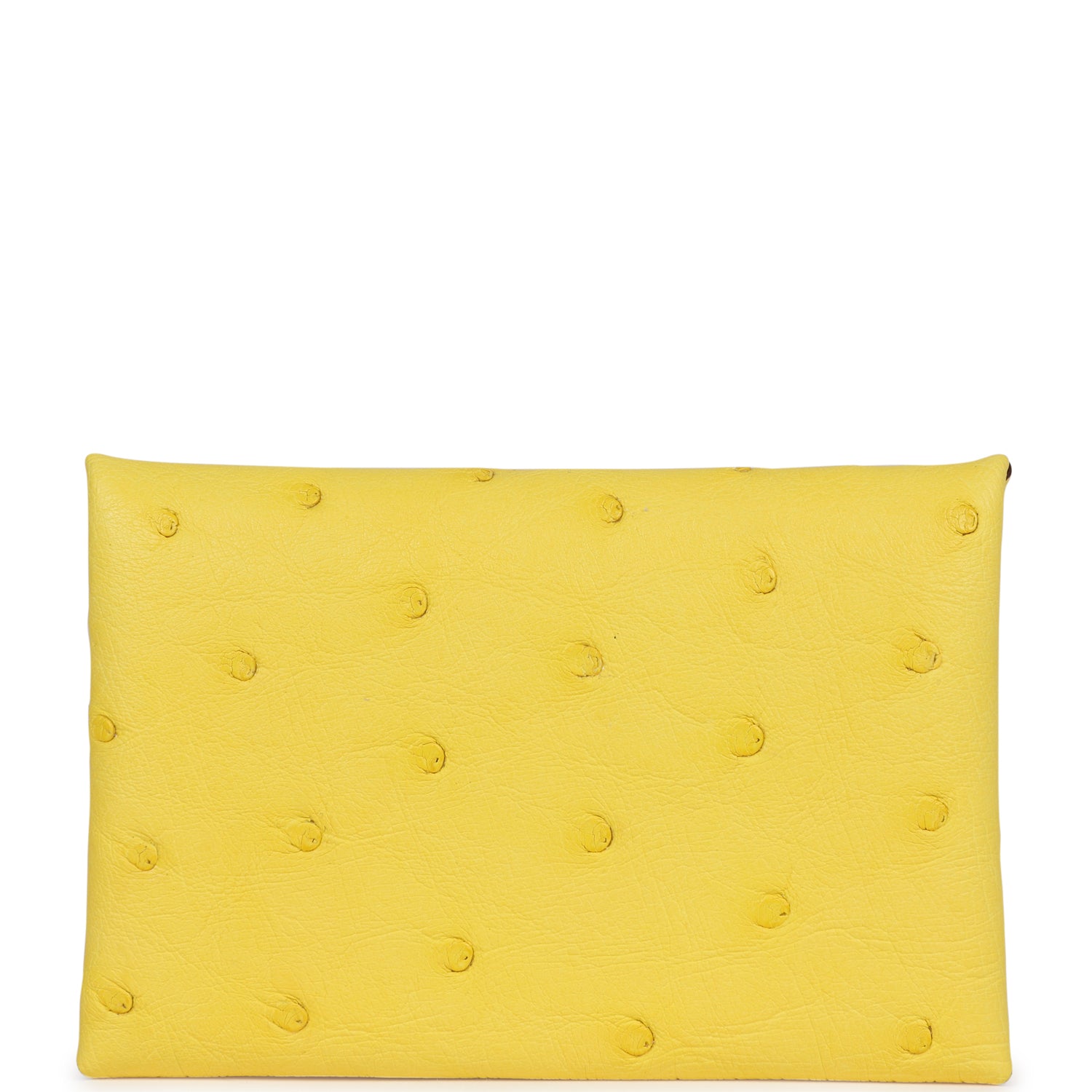 Hermes Calvi Card Holder Jaune Citron Ostrich Palladium Hardware