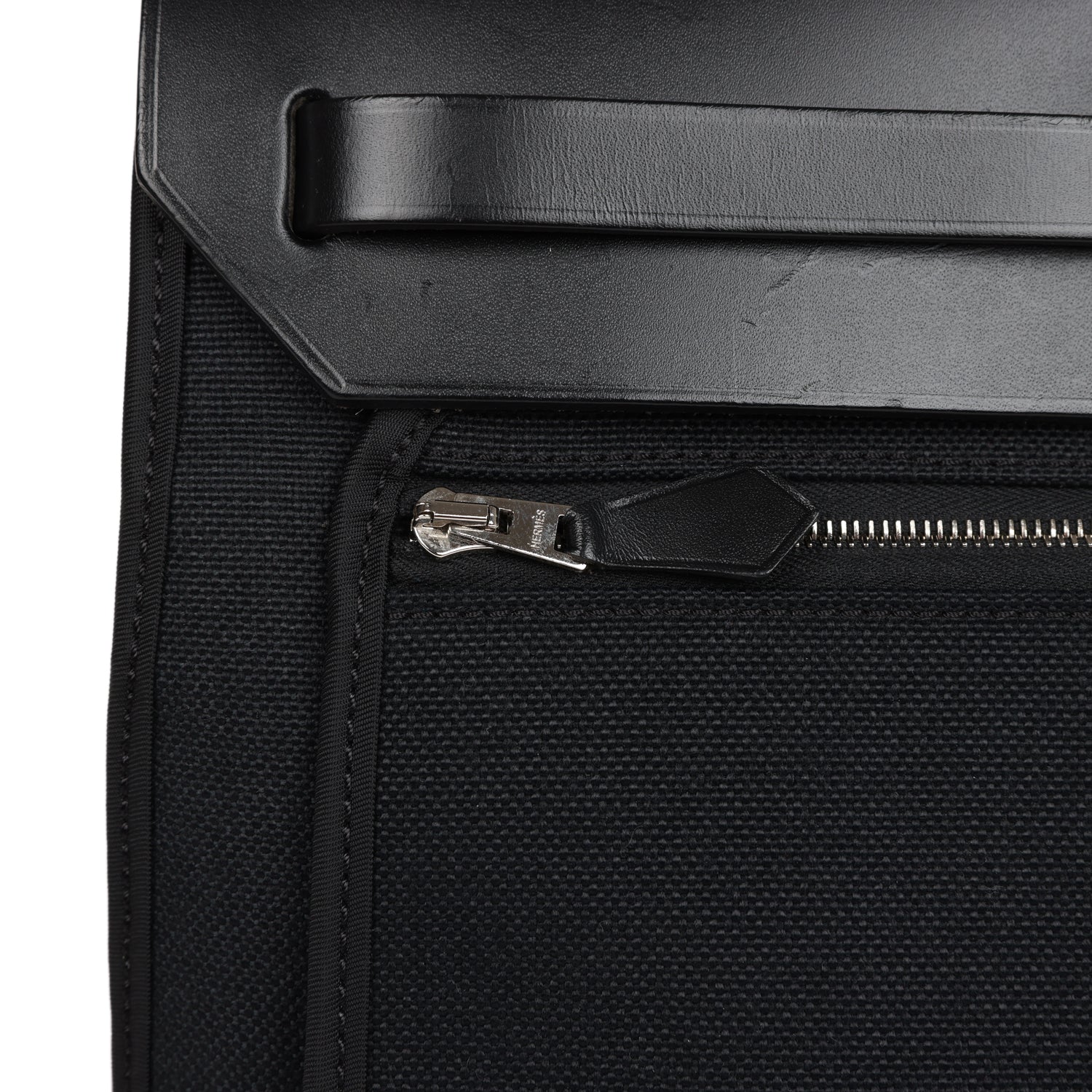 Pre-owned Hermes Herbag Zip PM 31 Black Toile H Berline Hunter Palladium Hardware