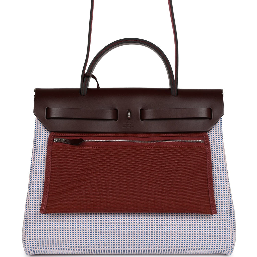 Hermes Herbag Zip Pm 31 Rouge Sellier Vache Hunter Mauve, Bleu Bill, Rouge Sellier, & Ecru Criss Viking Toile Palladium Hardware