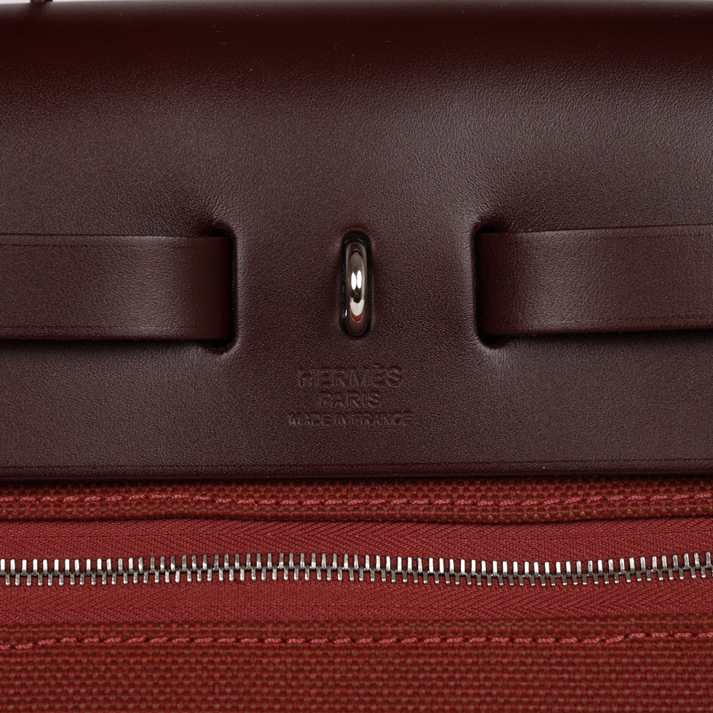 Hermes Herbag Zip Pm 31 Rouge Sellier Vache Hunter Mauve, Bleu Bill, Rouge Sellier, & Ecru Criss Viking Toile Palladium Hardware
