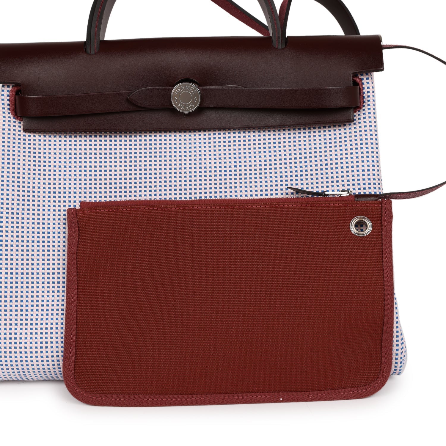 Hermes Herbag Zip Pm 31 Rouge Sellier Vache Hunter Mauve, Bleu Bill, Rouge Sellier, & Ecru Criss Viking Toile Palladium Hardware