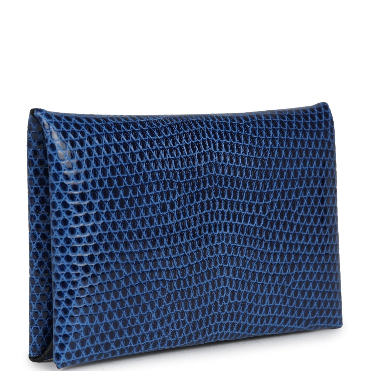 Hermes Calvi Cardholder Bleu Saphir Varanus Niloticus Lizard Palladium Hardware