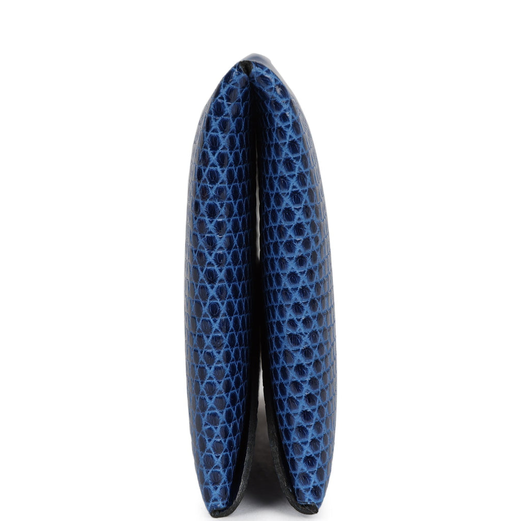 Hermes Calvi Cardholder Bleu Saphir Varanus Niloticus Lizard Palladium Hardware
