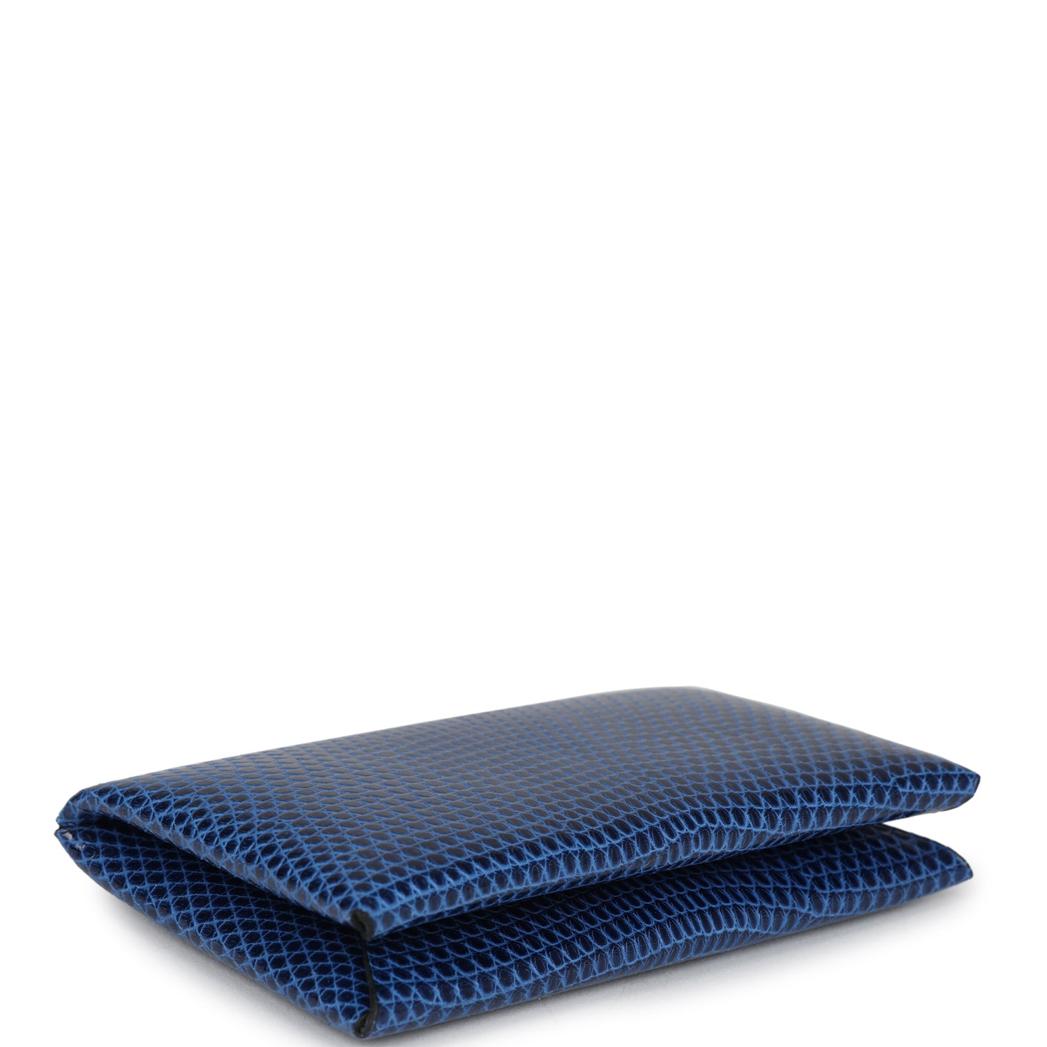 Hermes Calvi Cardholder Bleu Saphir Varanus Niloticus Lizard Palladium Hardware