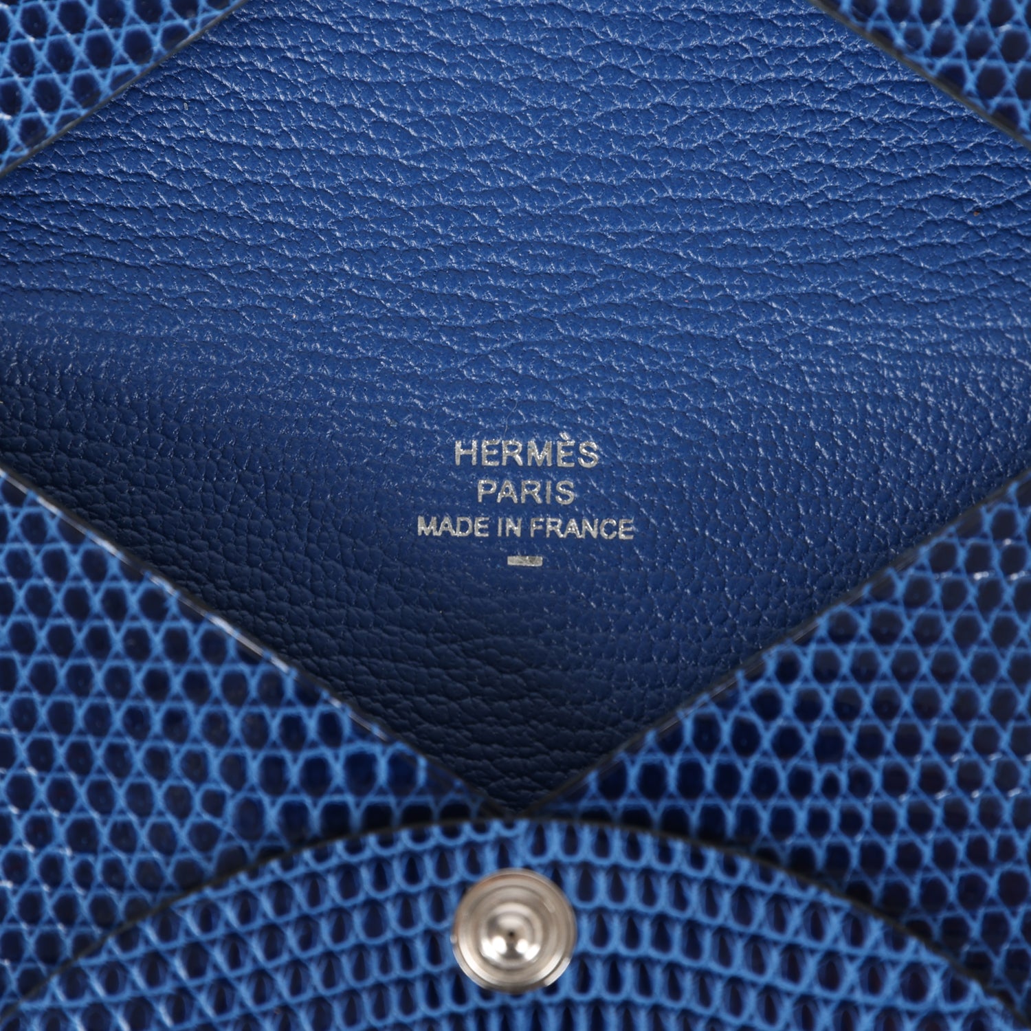 Hermes Calvi Cardholder Bleu Saphir Varanus Niloticus Lizard Palladium Hardware