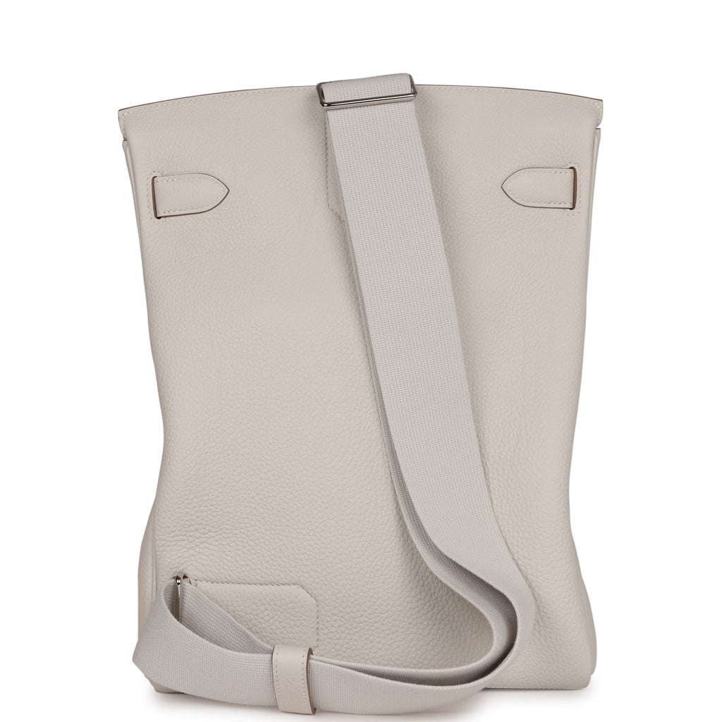 Hermes Hac A Dos GM Backpack Gris Pale Togo Palladium Hardware