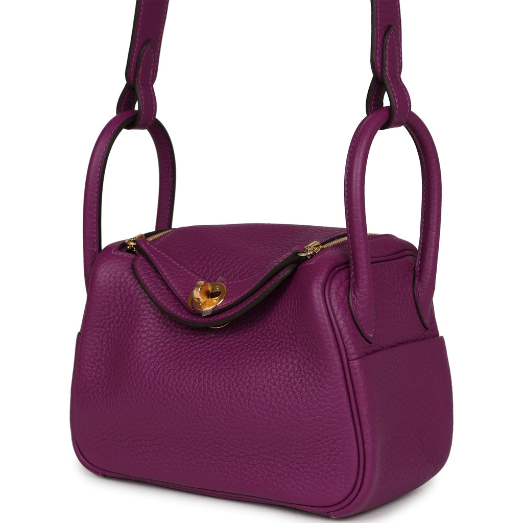 Hermes Mini Lindy Anemone Clemence Gold Hardware