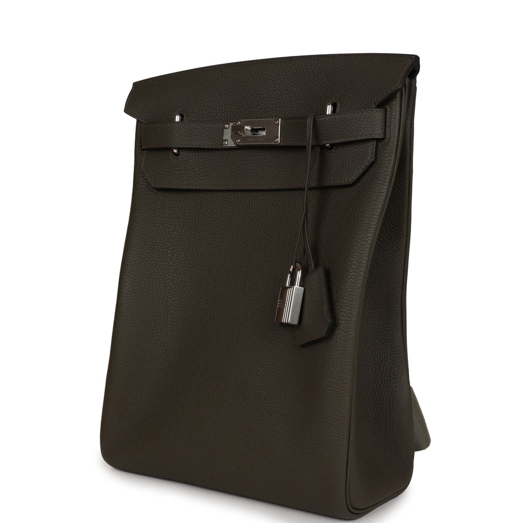 Hermes Hac A Dos GM Backpack Vert De Gris Togo Palladium Hardware