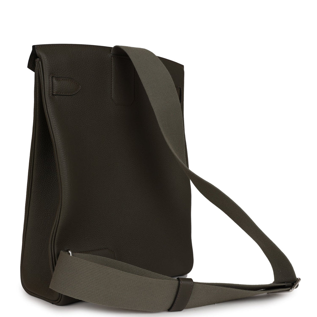 Hermes Hac A Dos GM Backpack Vert De Gris Togo Palladium Hardware