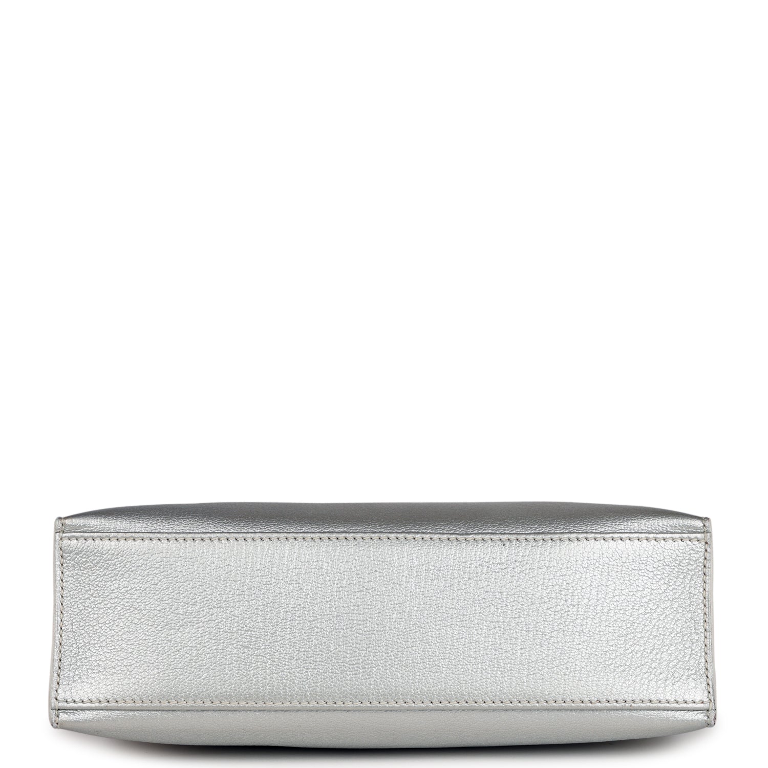 Vintage Hermes Kelly Pochette Silver Metallic Chevre Palladium Hardware