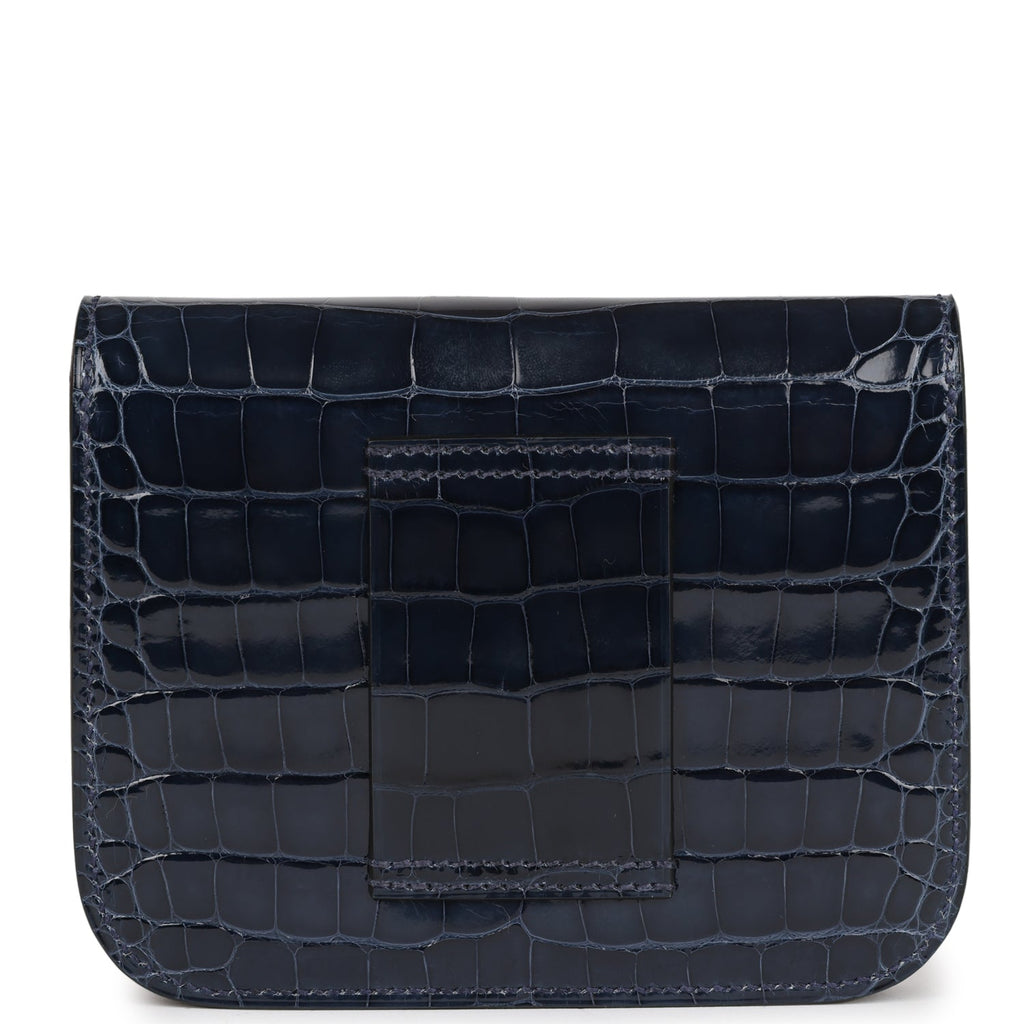 Hermes Constance Slim Wallet Bleu Abysse Shiny Alligator Gold Hardware