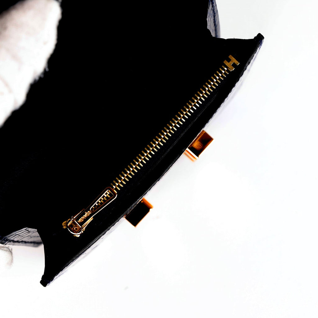 Hermes Constance Slim Wallet Bleu Abysse Shiny Alligator Gold Hardware
