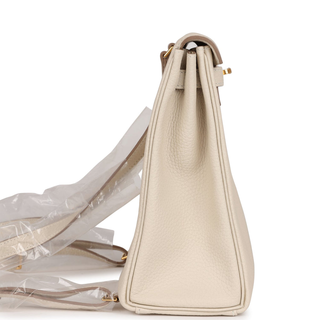 Hermes Kelly Ado II Backpack Craie Clemence Gold Hardware