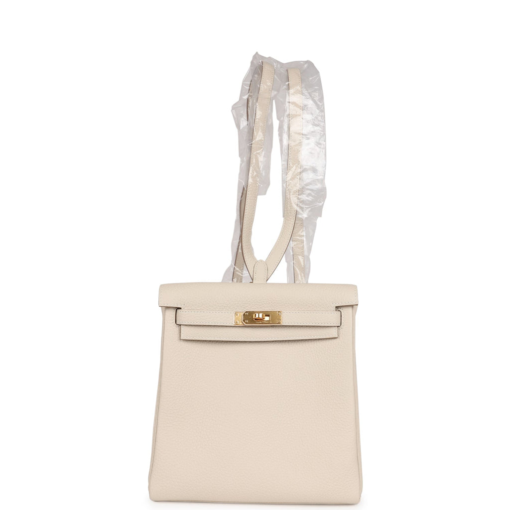 Hermes Kelly Ado II Backpack Craie Clemence Gold Hardware