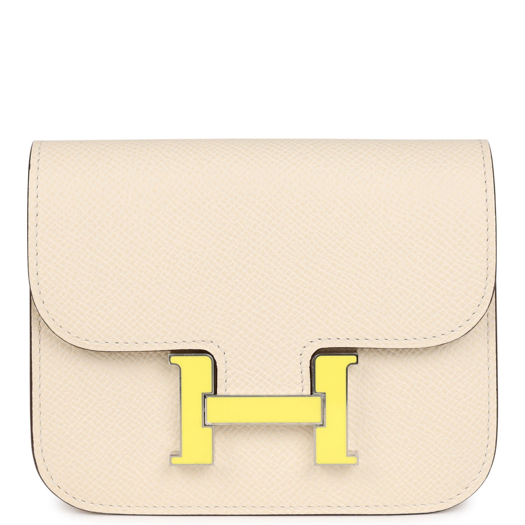 Hermes Constance Slim Wallet Craie Epsom Lime Enamel Palladium Hardware