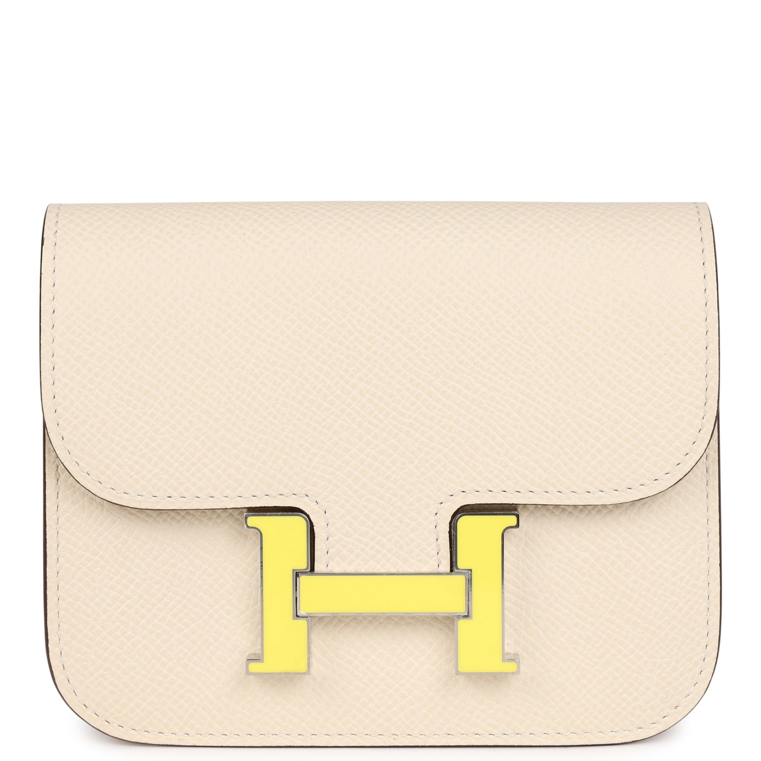 Hermes Constance Slim Wallet Craie Epsom Lime Enamel Palladium Hardware
