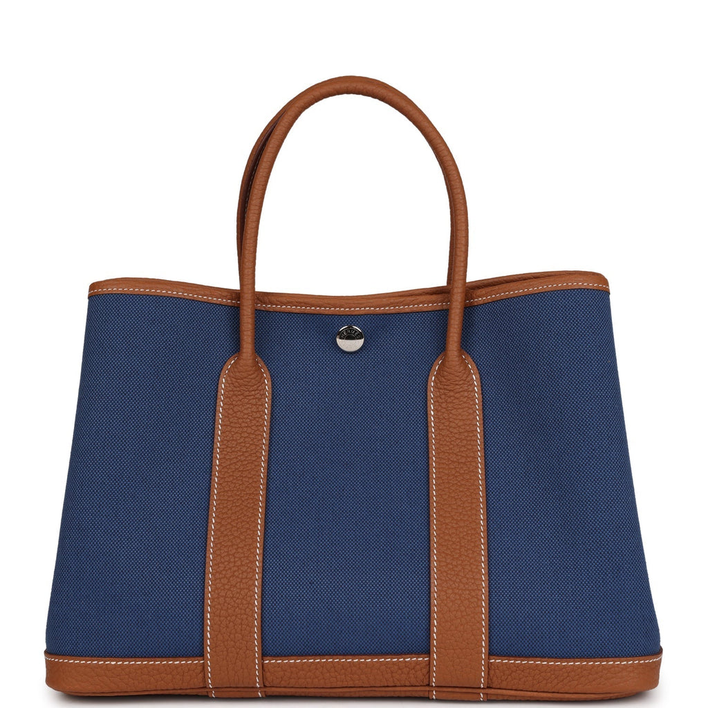 Hermes Garden Party 30 Gold and Bleu Brighton Negonda and Toile Palladium Hardware