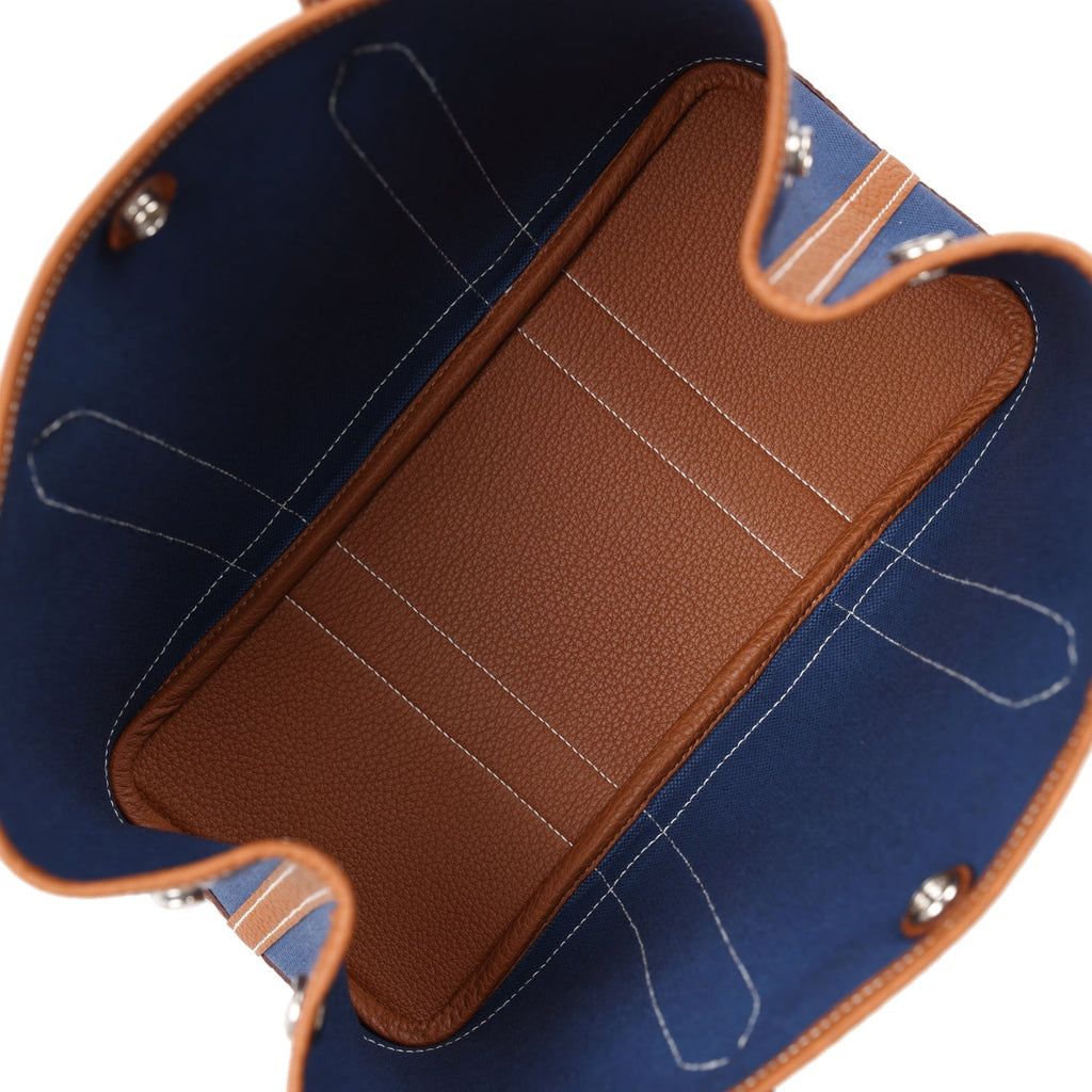 Hermes Garden Party 30 Gold and Bleu Brighton Negonda and Toile Palladium Hardware