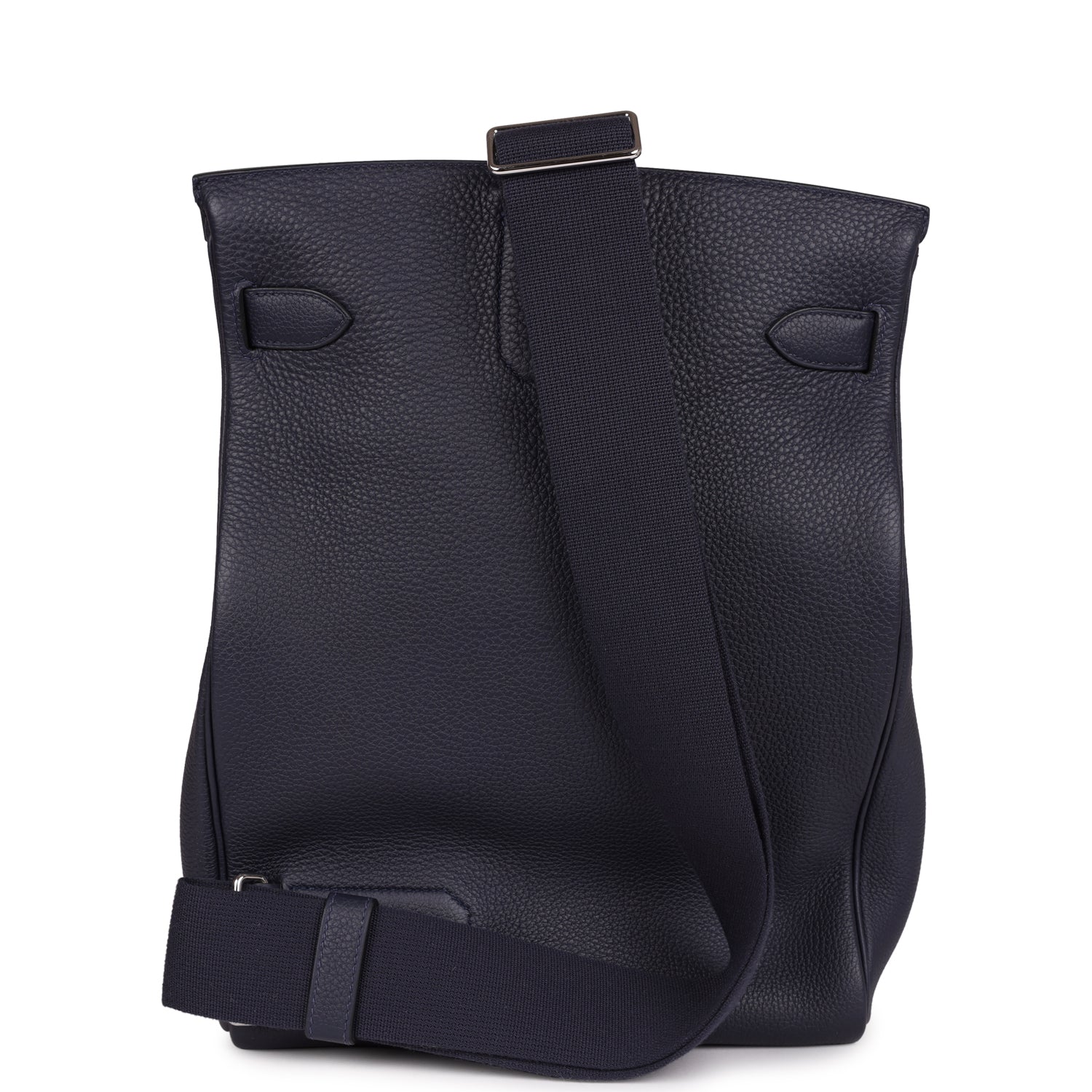 Pre-owned Hermes Hac A Dos GM Backpack Bleu Nuit Togo Palladium Hardware