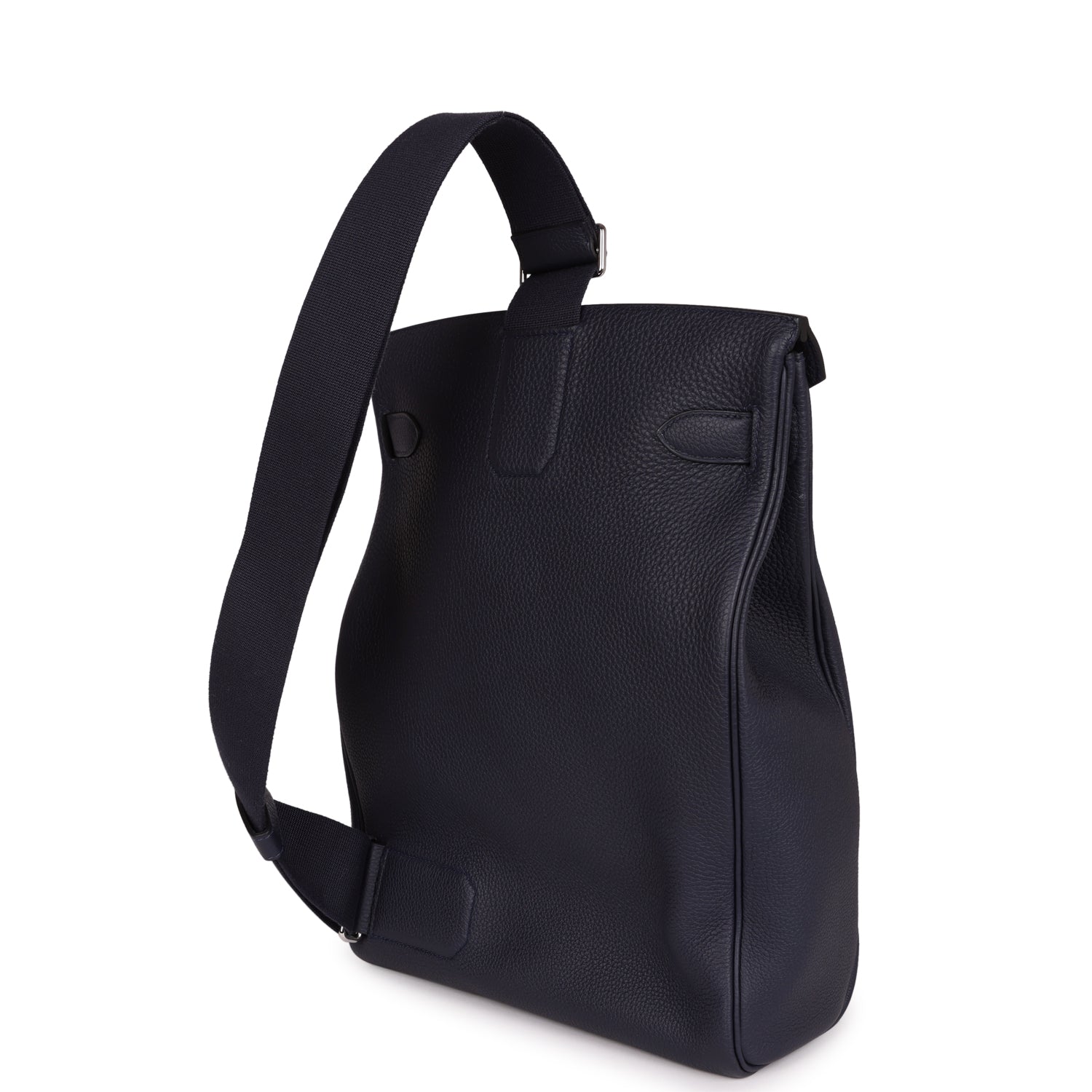 Pre-owned Hermes Hac A Dos GM Backpack Bleu Nuit Togo Palladium Hardware