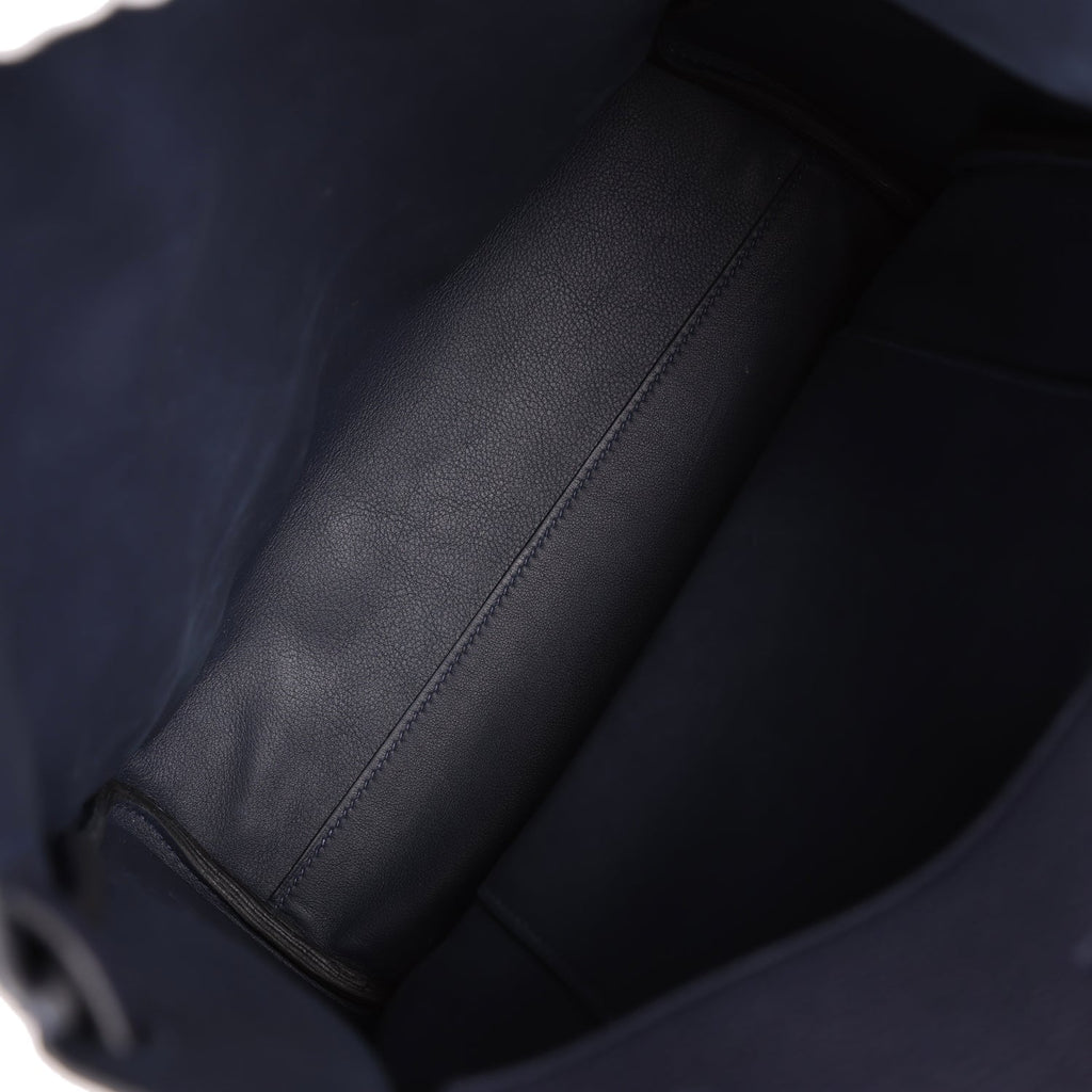 Pre-owned Hermes Hac A Dos GM Backpack Bleu Nuit Togo Palladium Hardware