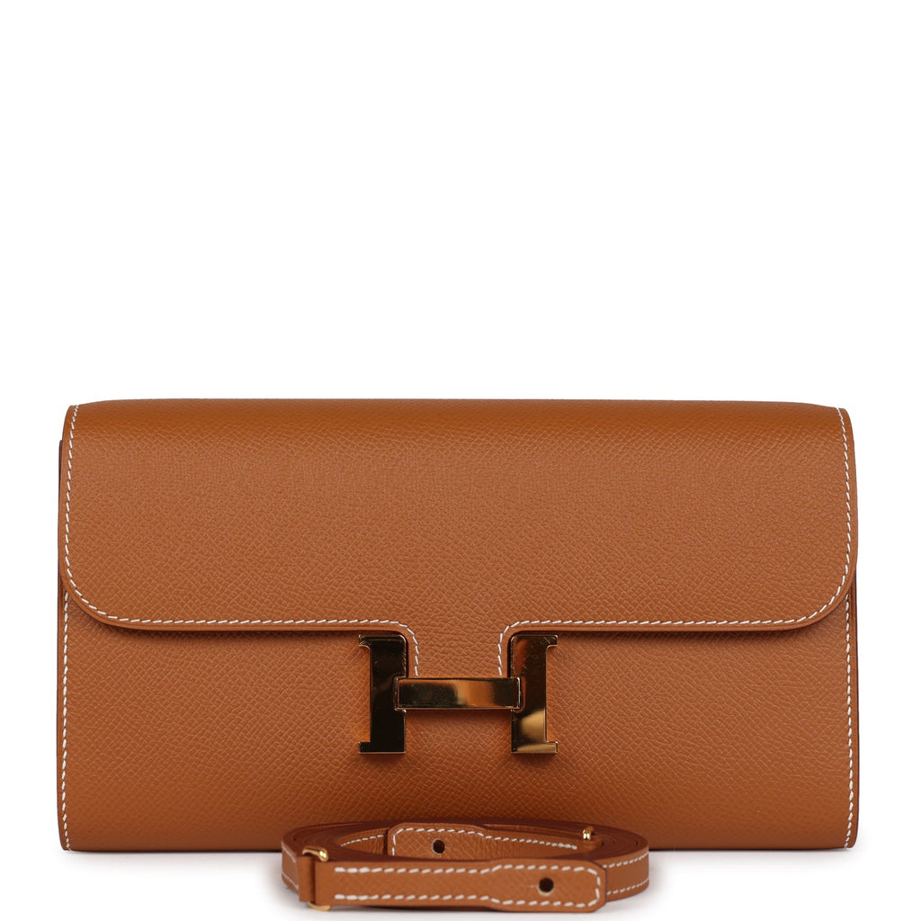 Pre-owned Hermes Constance Wallet To Go Gold Epsom Gold Hardware